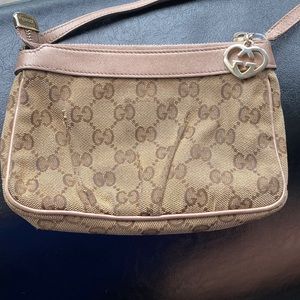 Gucci Cross Body - Light Mauve Metallic Leather Accents